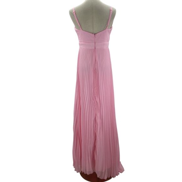 LULU'S SZ M Certainly Lovely Light Pink Pleated Bustier Formal Maxi Dress B84 - Picture 3 of 9